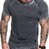 Men's Casual Wrinkled Solid Color Short Sleeve T-shirt - Summer Fashion