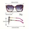Women'S Fashionable Oversized Gradient Glasses - Rectangular Metal Frame with Decorative Hinge