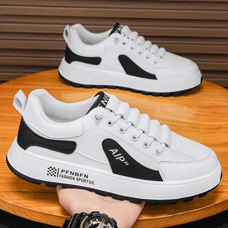 

Модная обувь для мужчин Мужские кожаные кроссовки Тренд Толстая подошва Для улицы Походы Увеличение роста Повседневные кроссовки Кеды Большой размер 39 белый