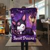 1PC Kuromi Print Flannel Blanket, High quality All Seasons, Home Decor, Warmth and Comfort, Perfect for Christmas Gifts