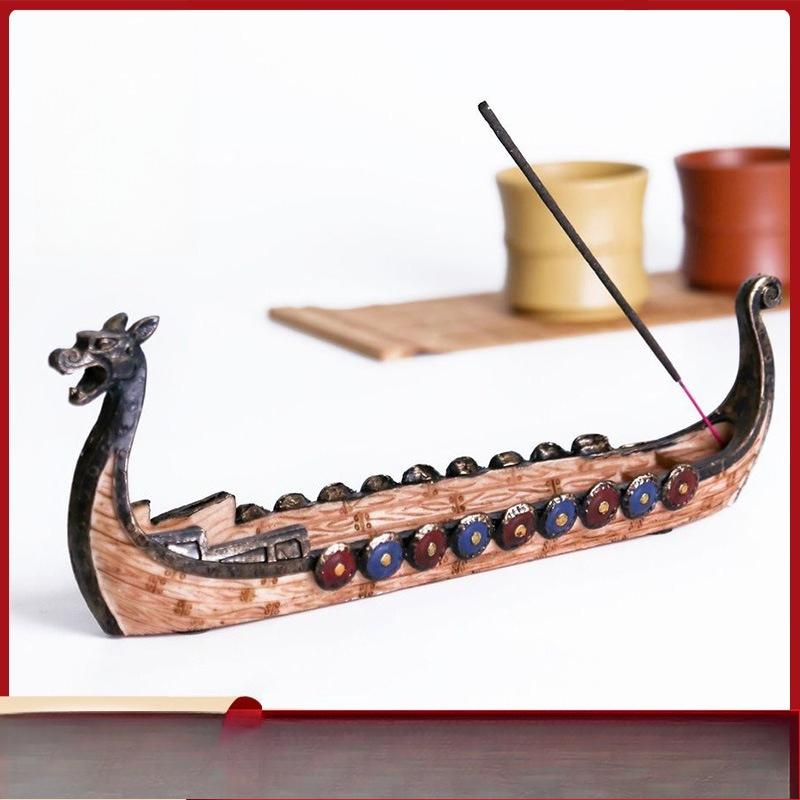 Chinese Retro Dragon Boat Incense Insert, Home Creative Incense Board Ornaments, Office Resin Decoration Crafts