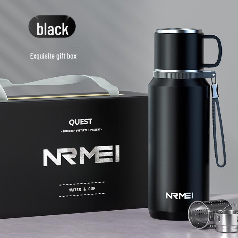 Pánská 1000ml nerezová láhev s čajovým sítkem a na vodu – špičková, velkokapacitní, přenosná izolovaná nádoba