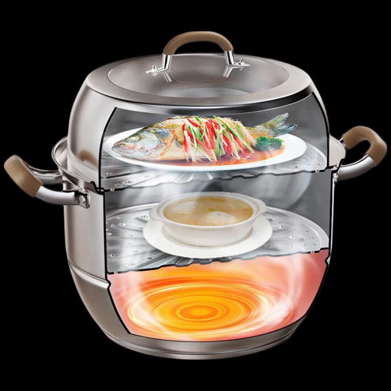ASD 304 Stainless Steel Double-Layer Steamer Pot