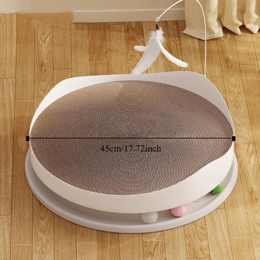 Stable Cat Scratch Board Round Teasing Cat Stick Interactive Cat Turntable Toy  Indoor Play