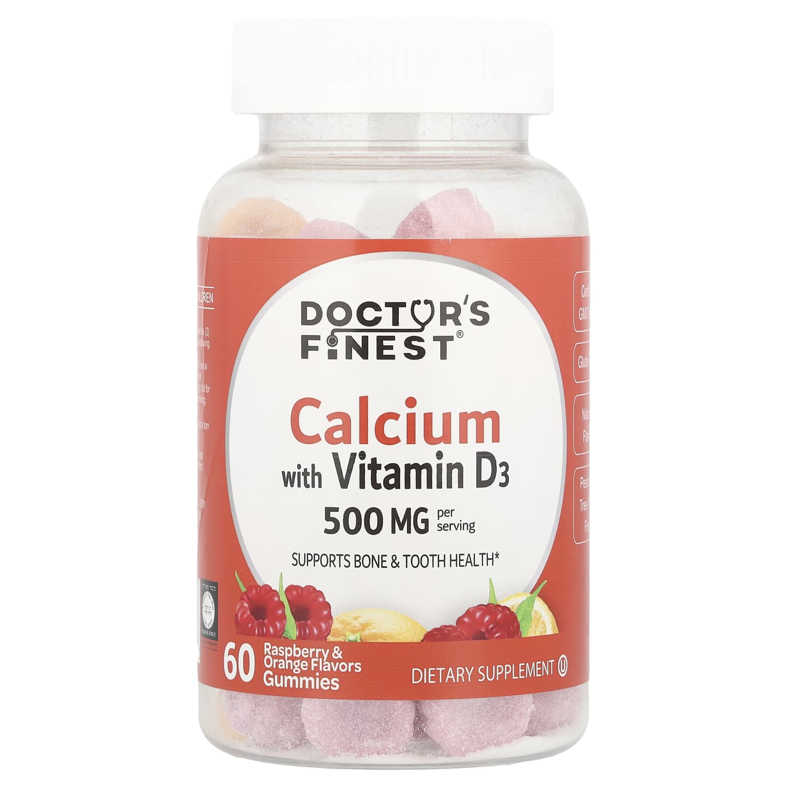 

Doctor S Finest, Calcium Gummies with Vitamin D3, Raspberry & Orange, 60 Gummies