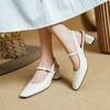 Summer Women Sandals Genuine Leather Shoes for Women Cover Toe Chunky Heel Shoes Square Toe Slingback Sandals Gladiator Shoes