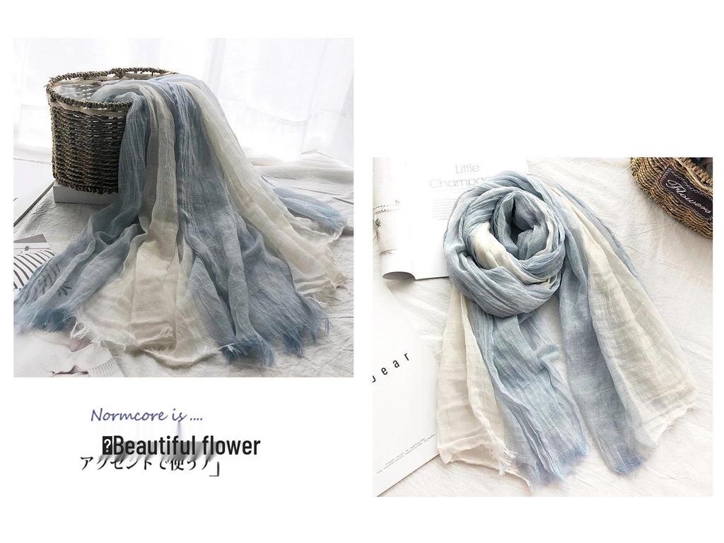 Unisex Baumwolle Leinen Seide Colorblock Schal - Leicht, Lässig, Literarisch, Sonnenschutz