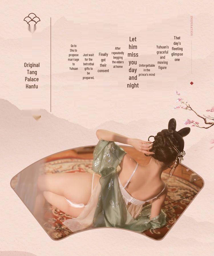 Seductive See-Through Hanfu Lingerie Set - Jade Ring Flirtation Charm 1285