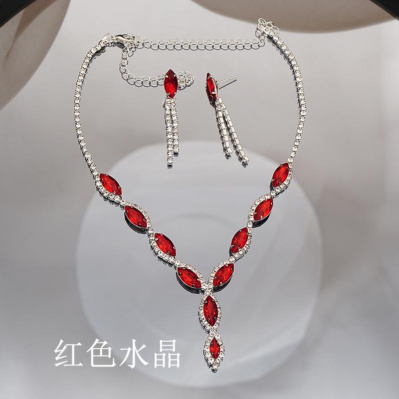 Luksusowy kryształowy diamentowy naszyjnik kolczyki dwuczęściowy zestaw Party Dress kobiety akcesoria naszyjnikowe biżuteria