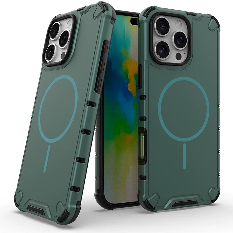 

Новый противоударный магнитный чехол для беспроводной зарядки Airbag для IPhone 16 Pro Max 14 15 13 11 12 Pro Max 14 15 16 Plus Magsafe Cover iPhone 15 зелёный