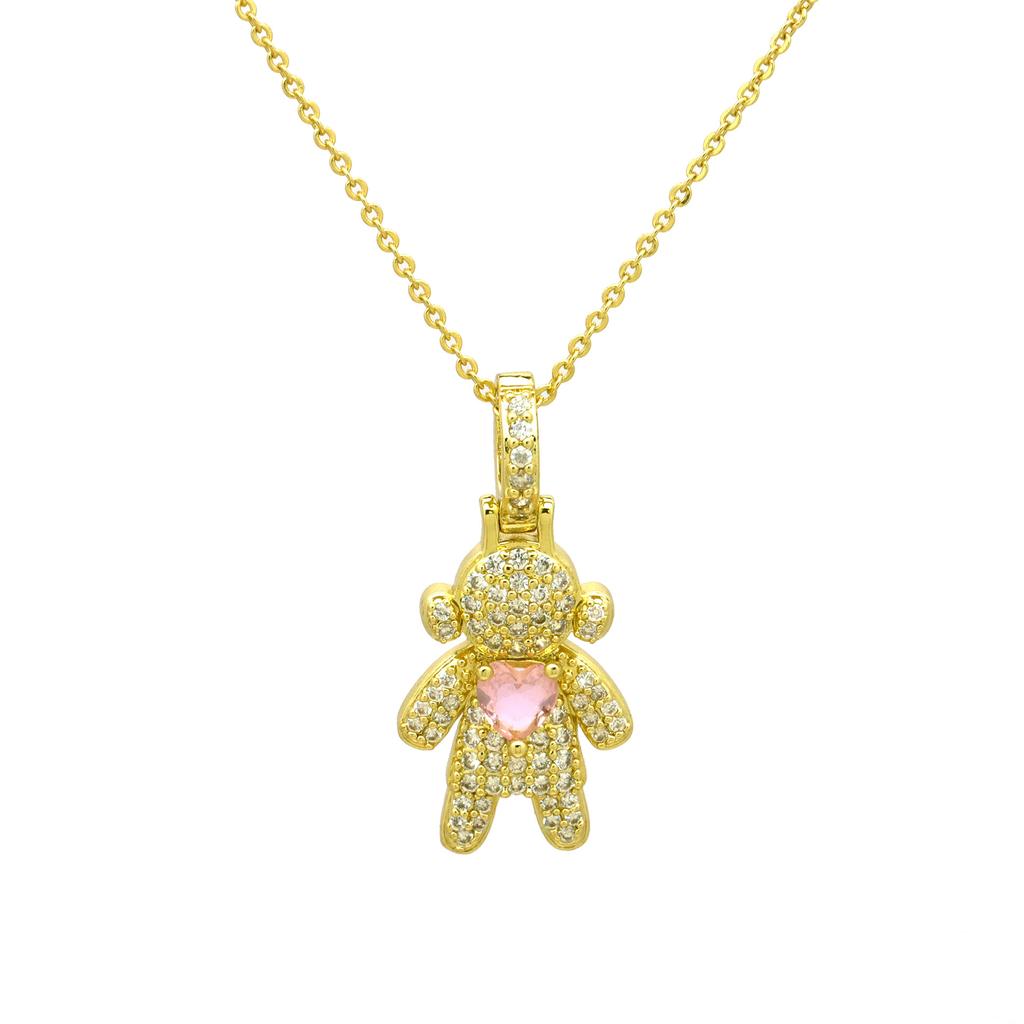 Boy Girl Love Peach Heart Copper Gold Plated Colorful Zircon Pendant Necklace Female Premium Sense Clavicle Chain