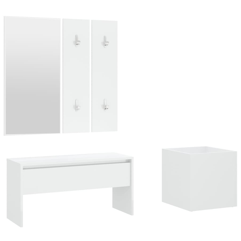 Coat Rack Set White Particleboard