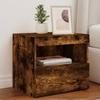 VidaXL Bedside Table with LED Lights, Bedside Cabinet with Storage, Nightstand, Night Cabinet, Modern, Smoked Oak 836771