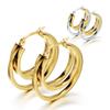 European & American Double Layer Gold Inlaid Stainless Steel Versatile Stud Earrings for Women