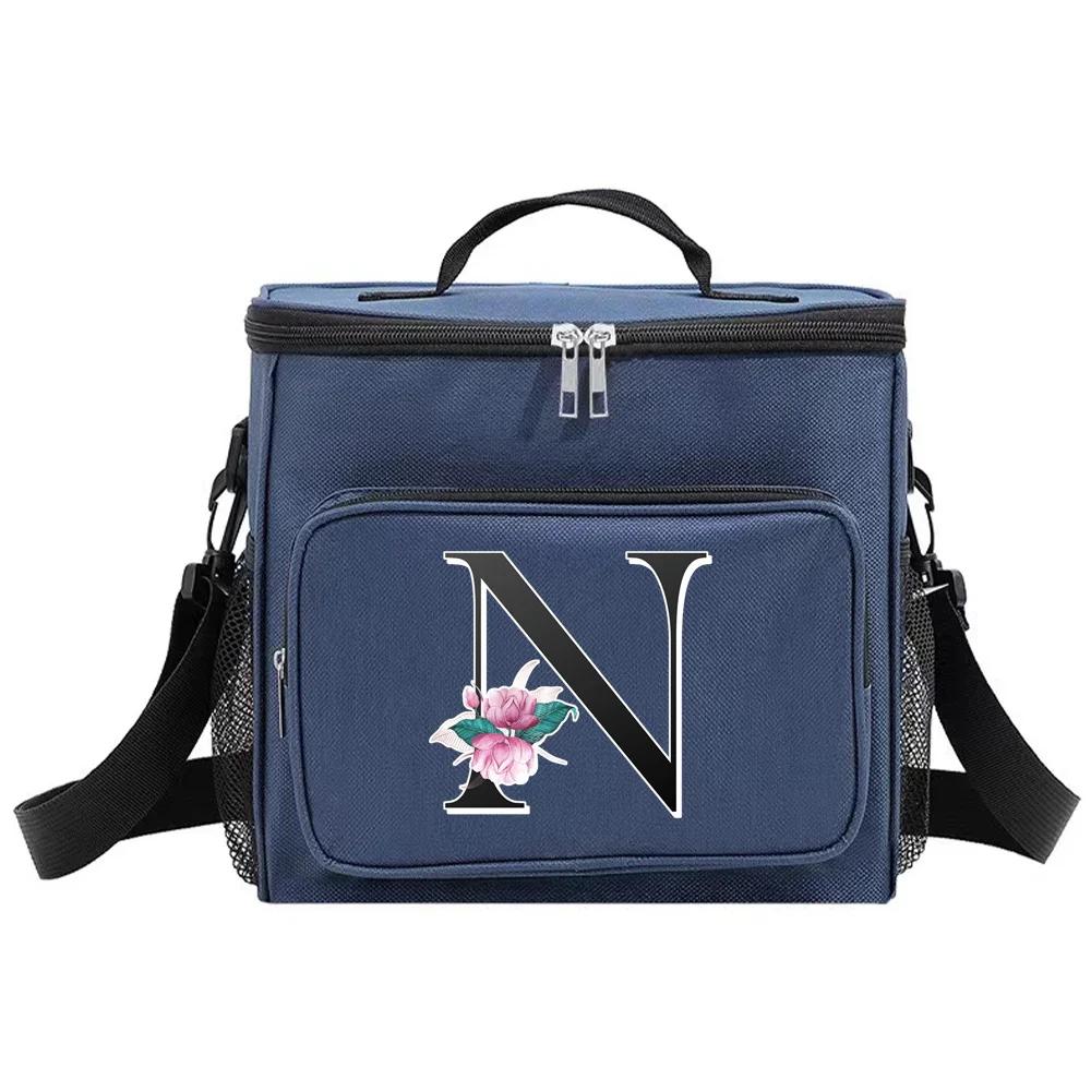 Insulated Lunch Bags Cooler Box Thermal Organizer Handbag for Student Waterproof Camping Storage Boxes Whitemarble Pattern