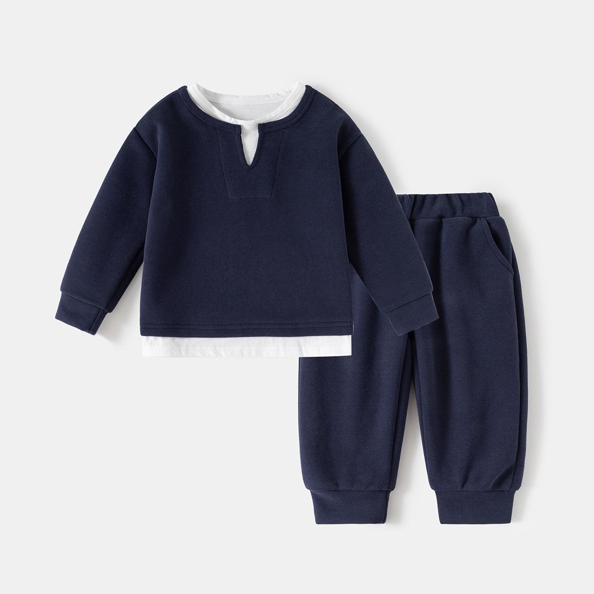 

Boys Spring Two-Piece Outfit: Hoodie and Long Pants Set for Kids 90 cm темно-синий