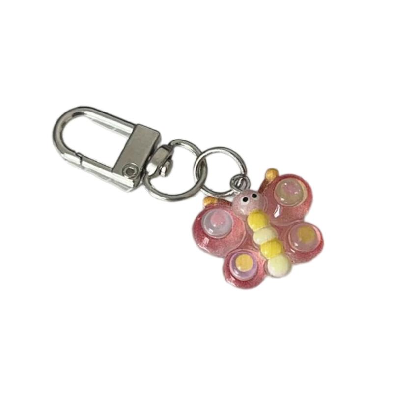 Cute Cartoon Colorful Smile Butterfly Keychain Resin Bag Charm for Women Girls Trendy Accessories for Friend