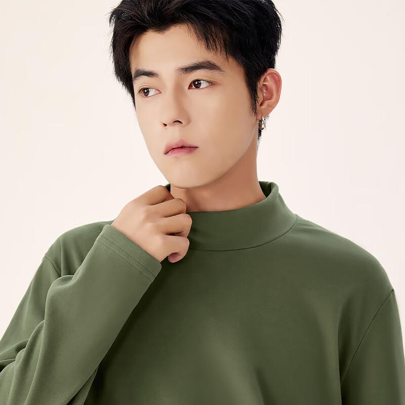 MINISO Men's Fleece Lined Half-High Collar T-Shirt