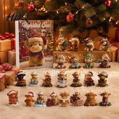 Weihnachtsbaum Anhänger Adventskalender 2026 24 Tage Meeresschildkröte/Big Foot/Hochlandrind/Hund Ornamente Acryl Hängender Countdown Kalender Sammlerstück 2D