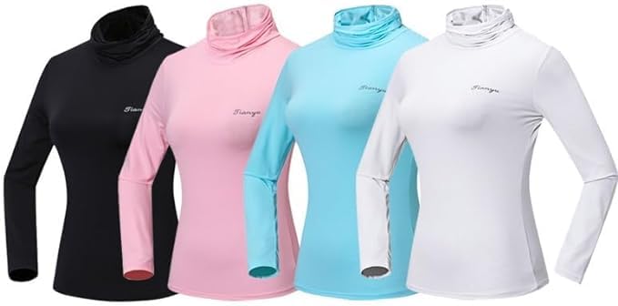 UV Protection High Neck Inner Shirt for Cool High Long Golf Tennis Summer Sun UV Rash White [Bona Vita] Women, Material, Neck, Sleeve, Wear, Wear,