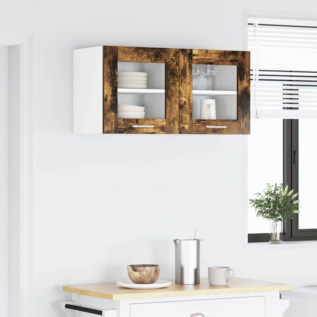 Wall Mounted Cabinet with Door 2 Pcs Smoked Oak 40 X 31 X 40 Cm