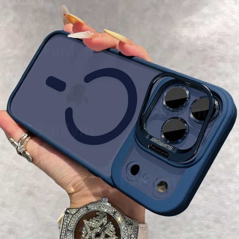 Lens Protection Phone Case For iPhone 17 16 15 14 13 12 11 Pro Max Plus Air For Magsafe Holder Transparent Magnetic Matte Cover