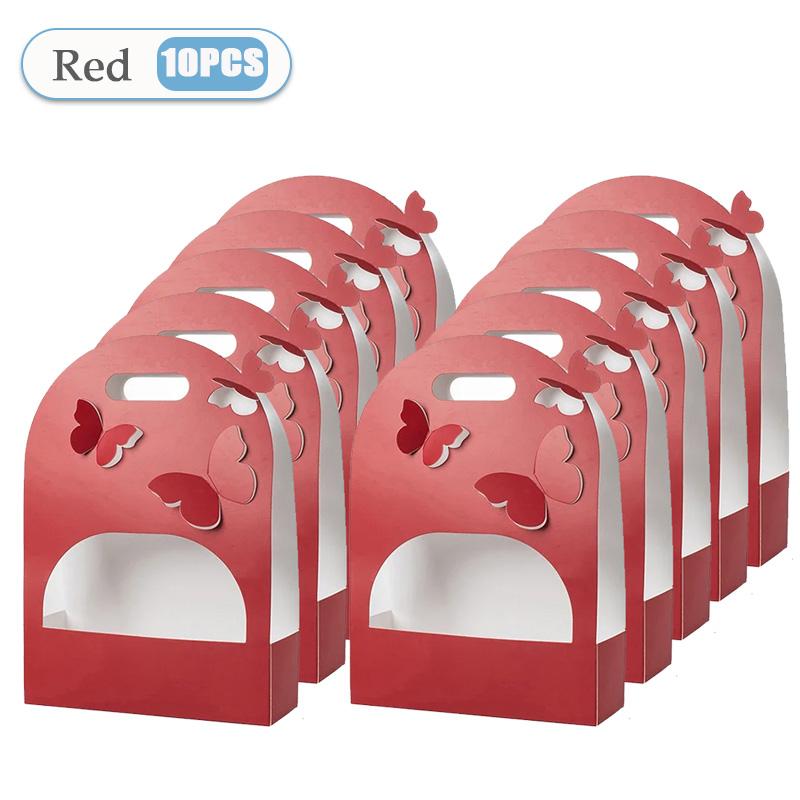 5/10PCS Portable Wedding Favour Boxes 3D Butterfly Carrier Bag Pink Floral Arrangement Gift Paper Package Flower Bouquet Bags