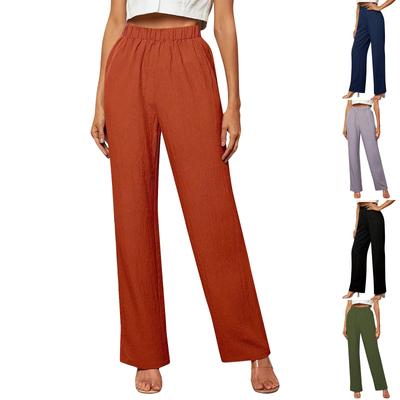 Ladies New Elastic Waist Casual Fashion Comfortable Straight Pants