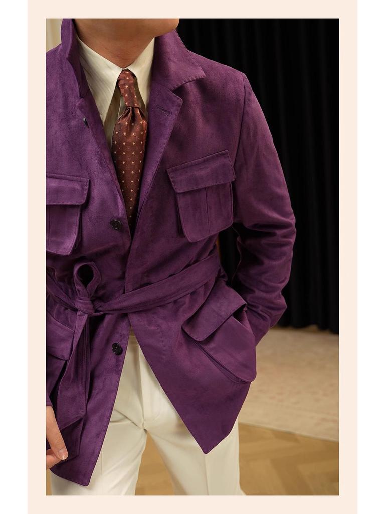 Ruishen Italian Retro Suede Plush Jacket - Autumn/Winter Casual Business Outerwear