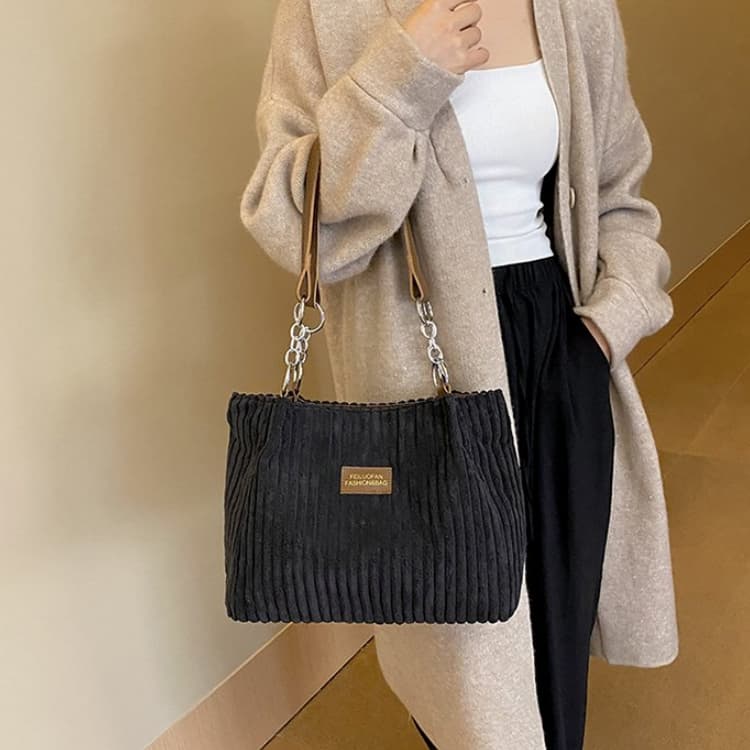 Women's Corduroy Shoulder Handbag Tote Bag