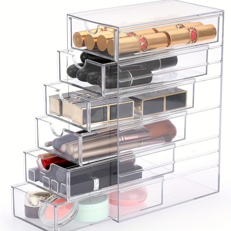 Boîtes de Rangement Transparentes pour 4 5 ou 6 Tiroirs Organisant Cosmétiques Rouges à Lèvres Élastiques à Cheveux et Papeterie Coiffeuses Chambres Bureaux