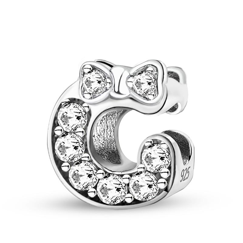 Copper Butterfly Knot Letter Series Zircon Charms Bead Fit Original Pan Bracelet Bangle Diy Jewelry For Women Gift