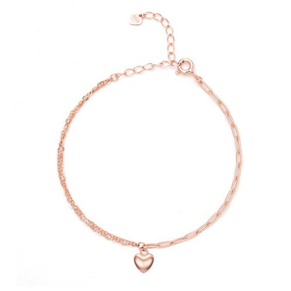 Silver 925 Rose Gold Rb Double Chain Damour Bl253B1006 Women's Bracelet