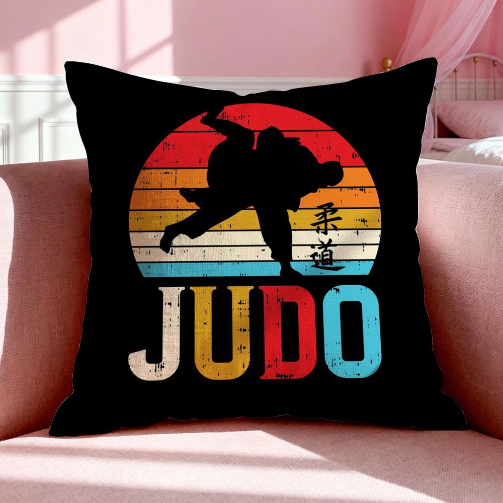 Sport J-Judo Cushion Cover Breathable Linen Pillowcase Summer Odorless Eco-Friendly Invisible Zipper Washable