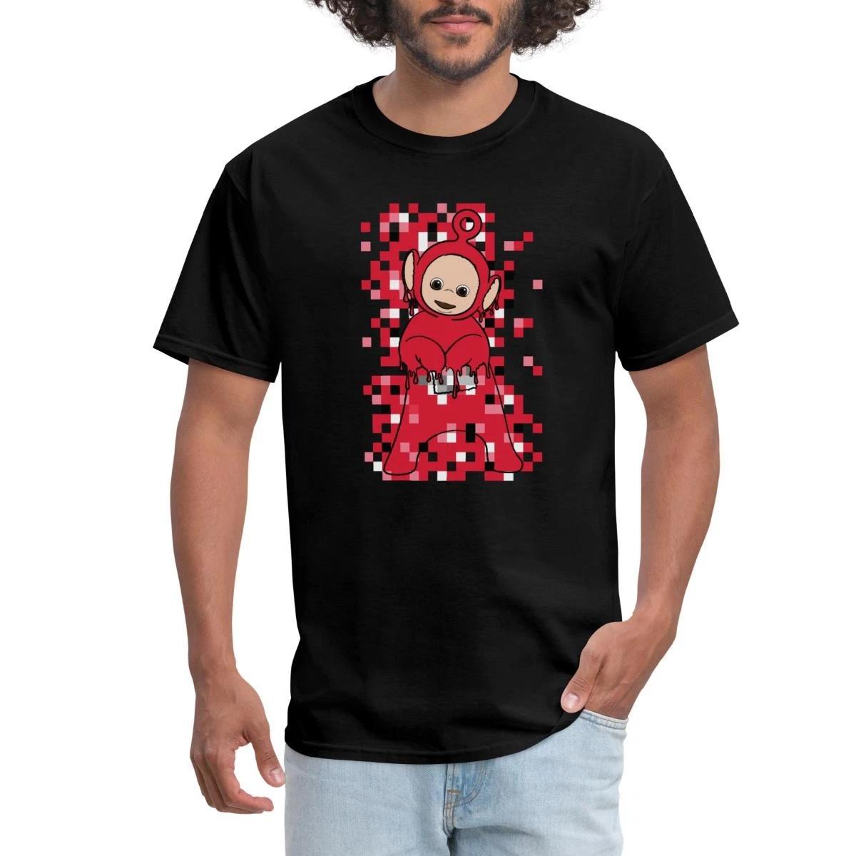 Teletubbies Po In a Cool Pixel And Drip Design Men s T-Shirt XXXL