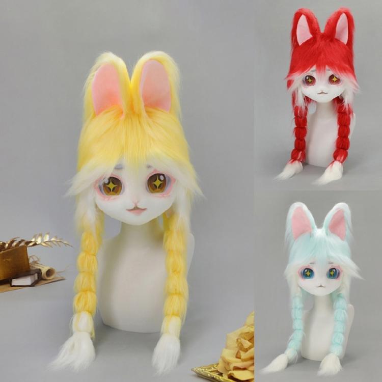 Animal Head Cats Fursuit Cut Mask Plush Cats Headgear Cats Costume for Halloween Masquerade Dress Up Cosplay Party