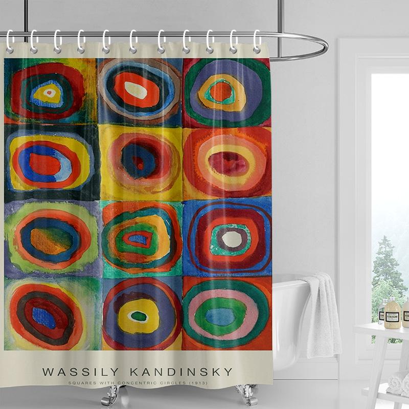 Abstract Femme Shower Curtain - Bold Red Lips & Colorful Brushstrokes, Waterproof with Grommets, Artistic Bathroom Decor