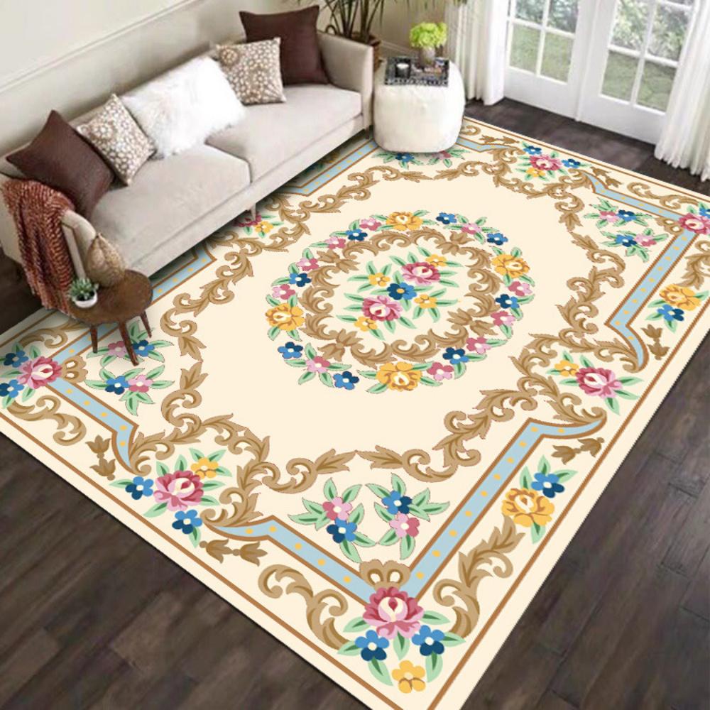 European Carpets Living Room Pastoral Flower Home Bedroom Rugs and Rug Sofa Coffee Table Mat Anti-Slip Floor Study Area Rug