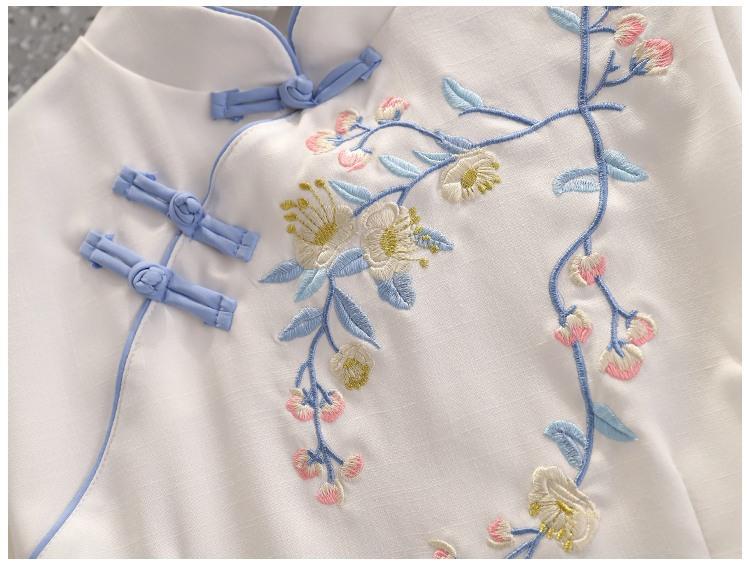 Spring Republic Women's Hanfu Tea Ceremony Dress: Tang Suit Slimming Embroidered Cheongsam Two-Piece Set