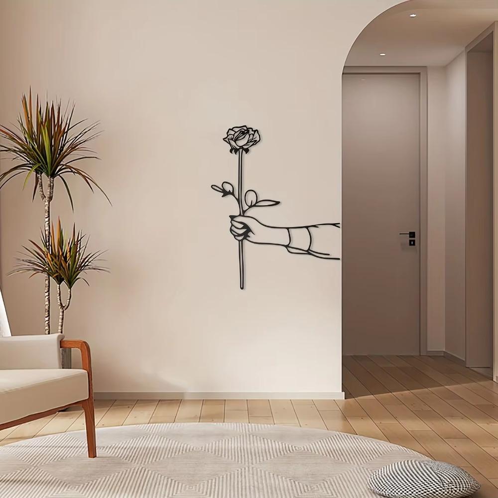 Металлический ручной розовый черный настенный декор - Минималистичная подвеска с линейным — фото 4