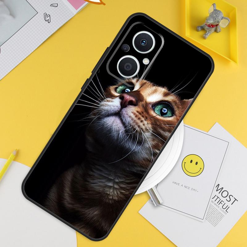 Cat Staring Eye For OPPO Reno 12F 14F 13F 11F 10 11 12 13 14 Pro 7 8 Lite 8T OPPO Find X6 X5 X8 X9 Pro Case