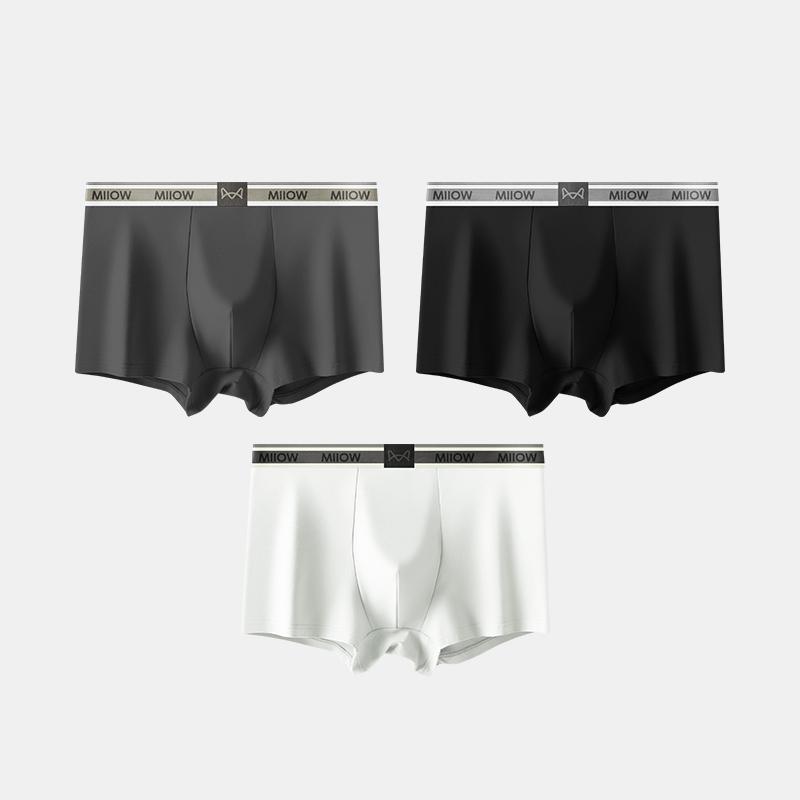 MiiOW 3 Stück Herren Unterwäsche Graphen Antibakterielle Unterwäsche Weiche und Bequeme Baumwollunterwäsche Flache Eckunterwäsche L-5XL