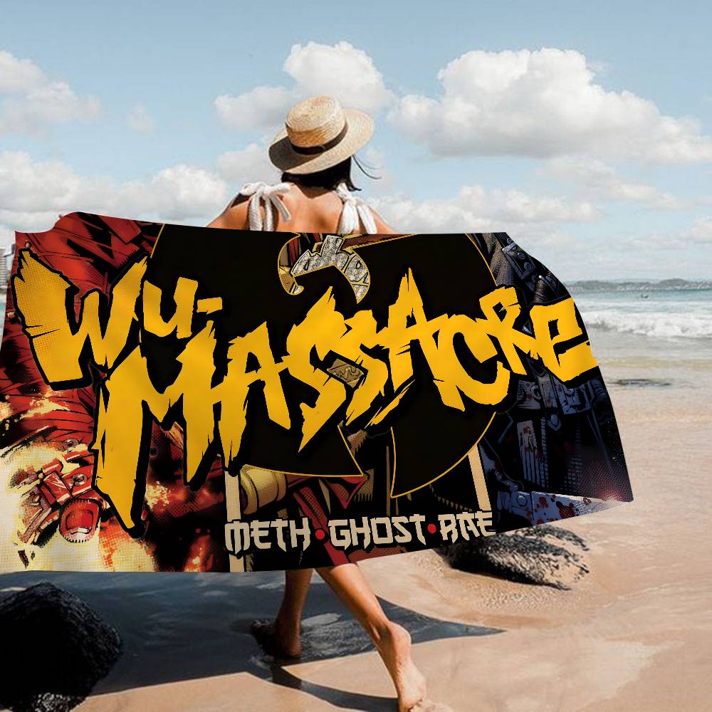 WU-T--TANG CLAN Band Bath Towel Microfiber Soft Water Absorbing Breathable For Girl Kids Decorative Cartoon Beach Towel