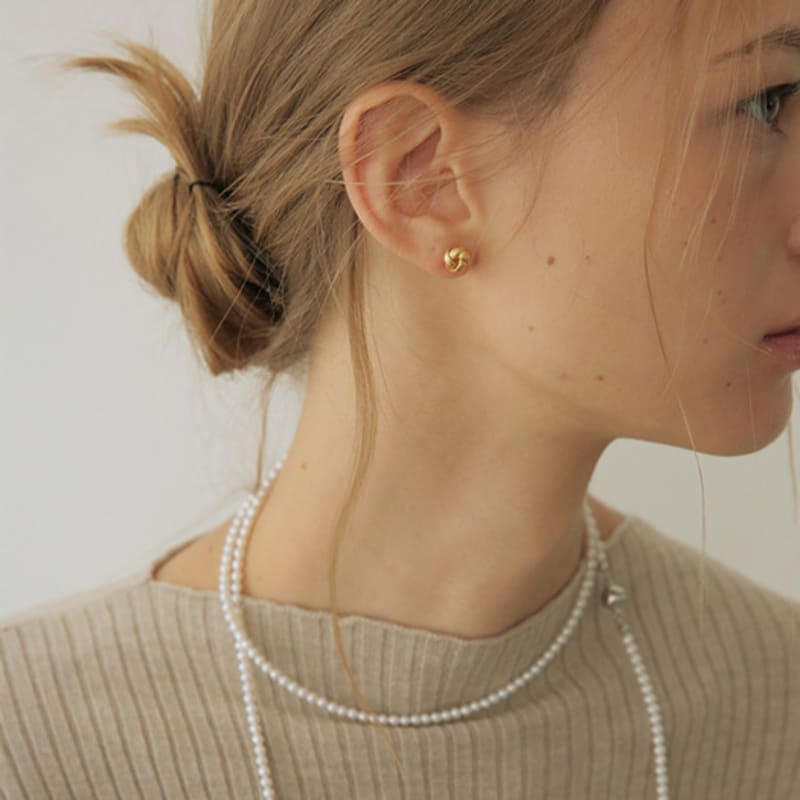 modernlike 14k gold-filled silver cotton ball pin earrings