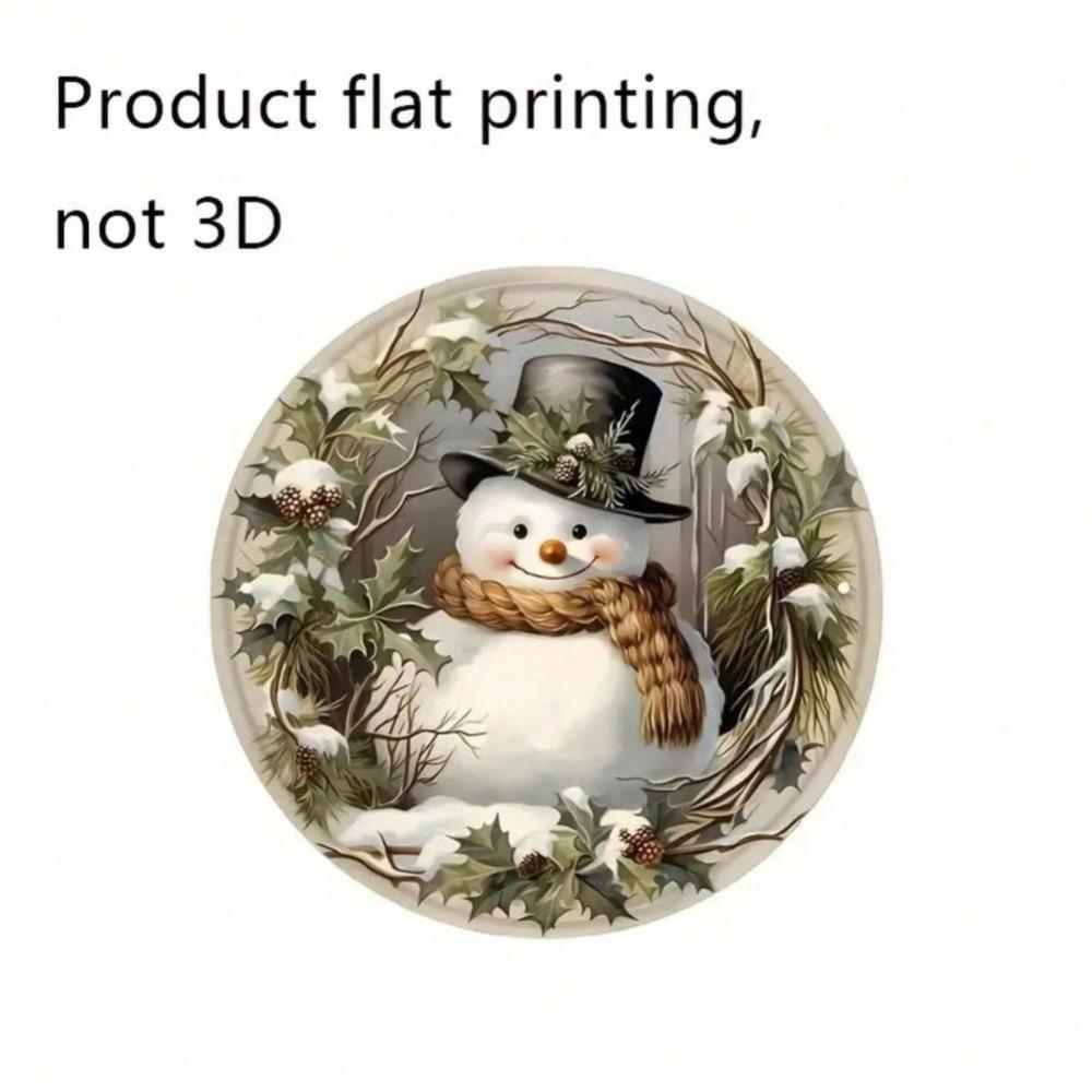 Snowman Wreath Round Metal Wall Art Christmas Holiday Decor Home Gift Indoor Outdoor