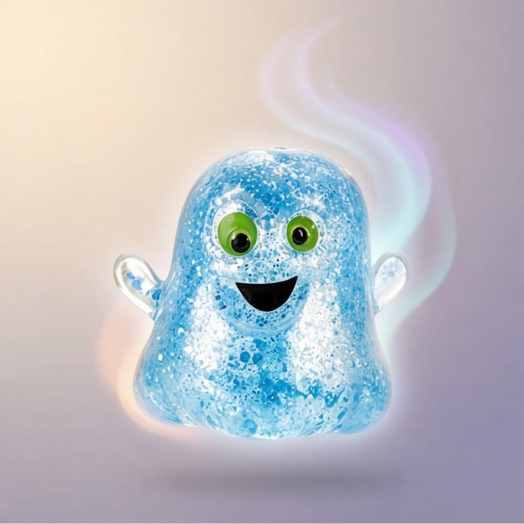 Stress Relief Ghost Shape Slow Rise Squishy Fidget Toy with Glitter Pumpkin Halloween Decor for Kids Adults Anxiety Relief/transparent