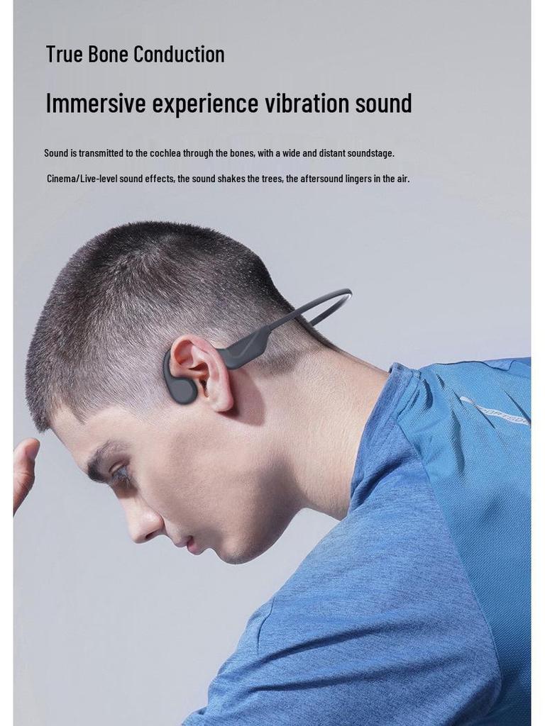 S1 True Bone Conduction Bluetooth Earphones - IPX5 Waterproof, 9h Battery, Ideal for Running & Cycling.