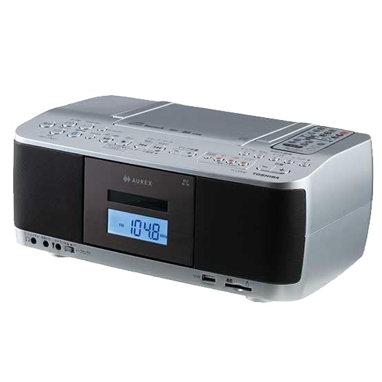 Toshiba CD Boombox, Silver, TY-CDX92(S) with 32GB SD Card, 2-Piece Set
