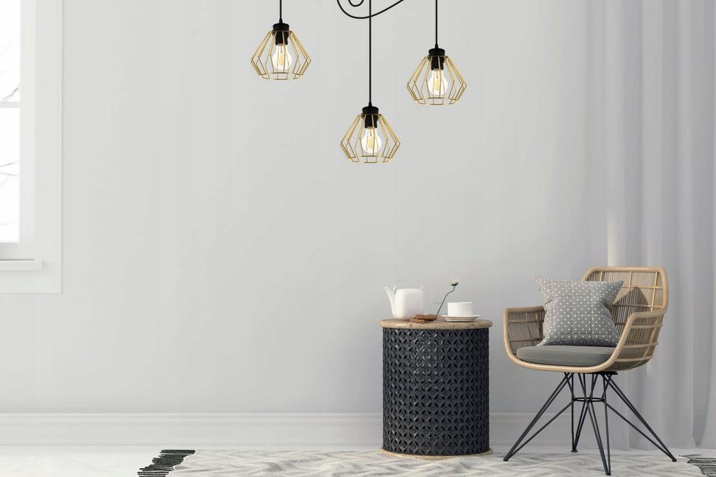 Golden Spider Ceiling Hanging Lamp, Wire Plafon