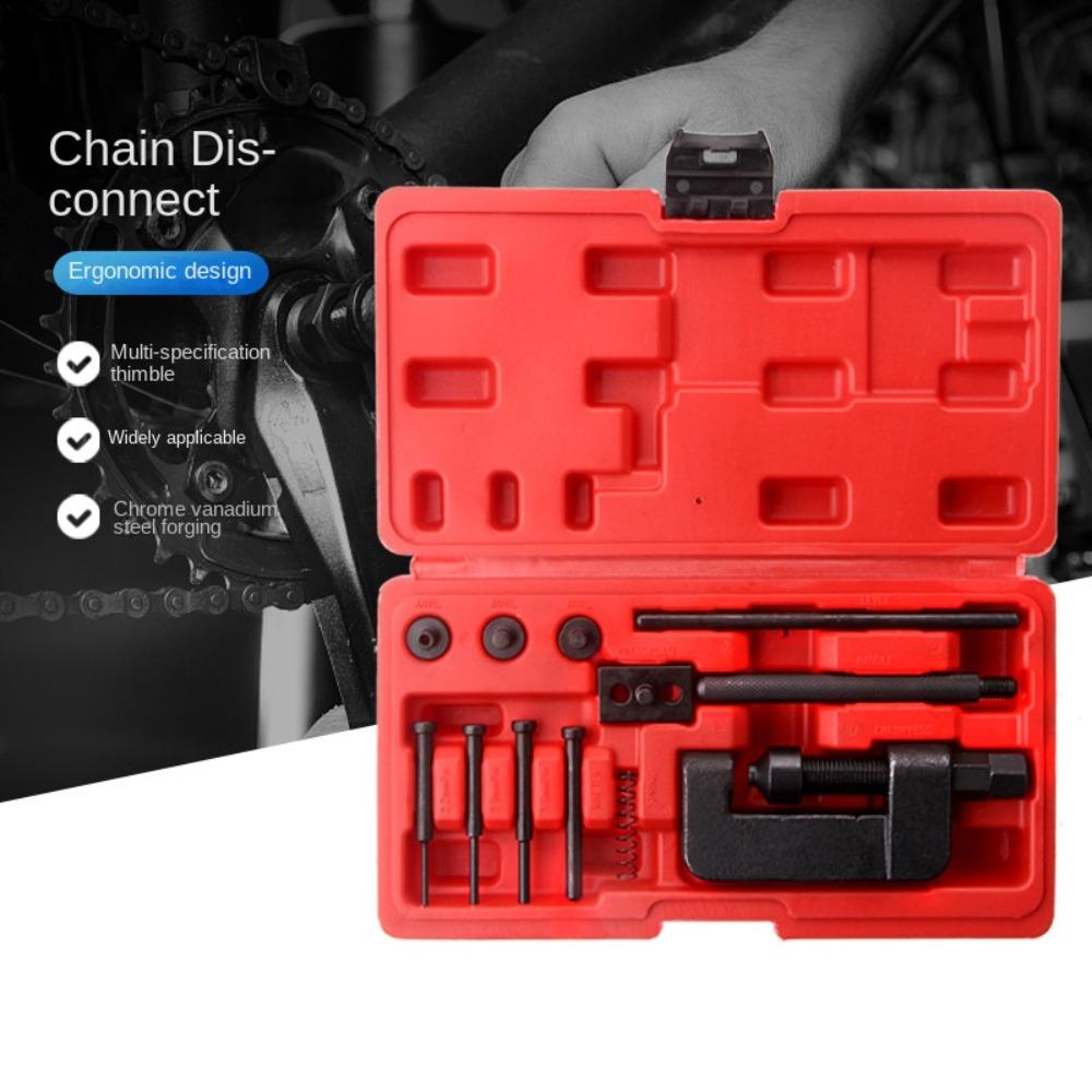 Red Case Motorcycle  Chain Breaker Riveting Kit Cam Drive Riveting Repair Tool Kit  Repair